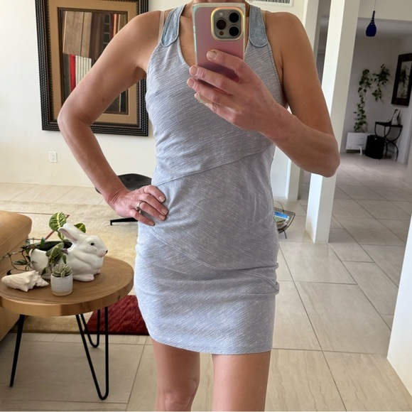 Free People Mini Bodycon Stretchy Denim Look Dress Size S - Picture 1 of 9